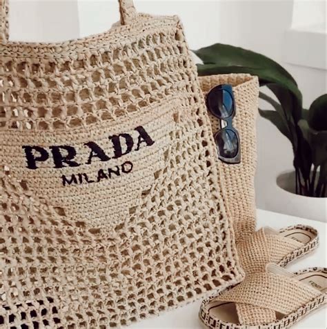 prada straw beach bag|prada summer tote bag.